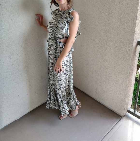 Topshop Animal Print Cutout Silk Dress - Picture 3 of 11